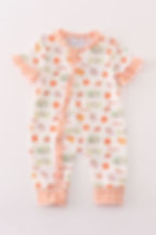 Clemson football zip up ruffle baby girl romper | Smock & Key | Smock and Key children's boutique gameday outfits