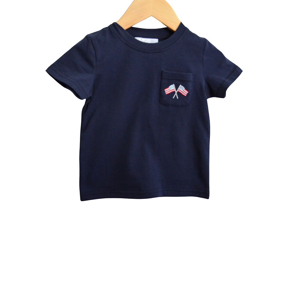 navy blue july fourth 4th independence day boy boutique embroidery flag shirt