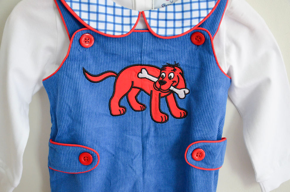Embroidered Large Red Dog and Friend Corduroy Boy Jonjon longall  vintage clifford y2k overalls big red dog embroidered