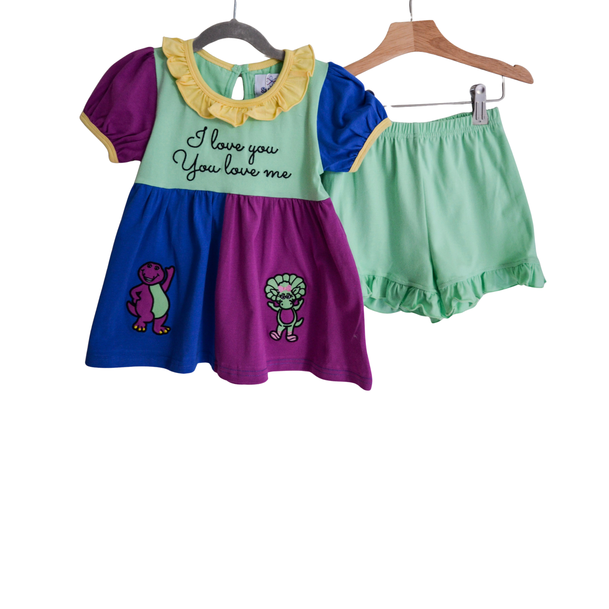 barney dinosaur y2k vintage girl outfit girl short dress color block affordable vintage toddler