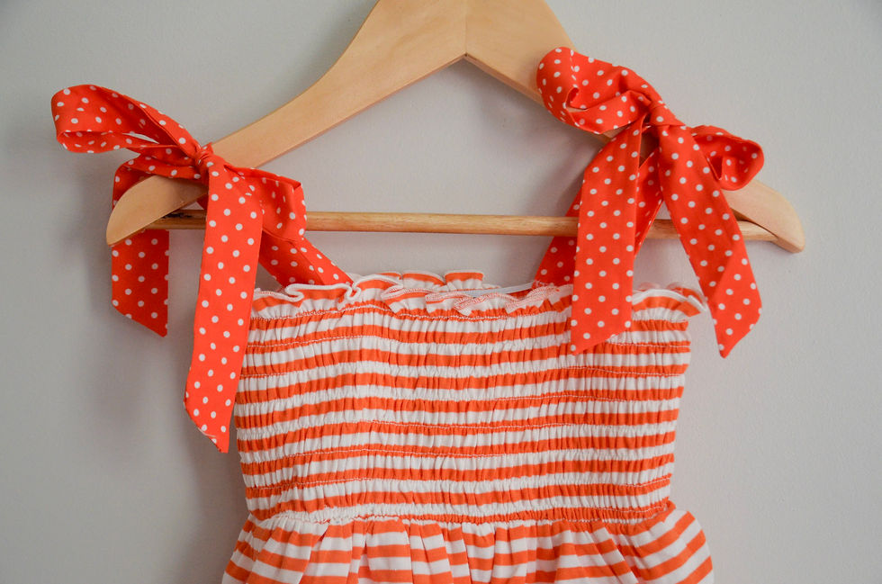 Thumbnail: Tiger Mascot Orange Stripe Applique Girl Clemson Bubble with Tie Straps clemson smocks affordable gameday kids clothing