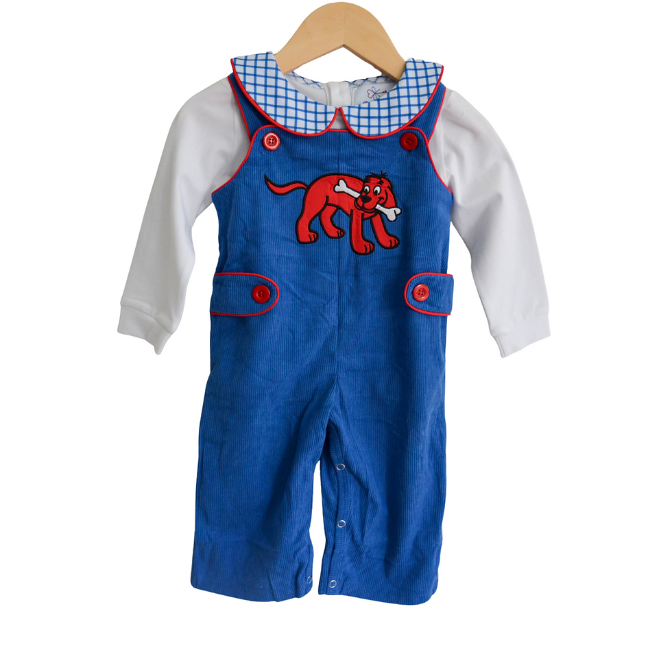 Embroidered Large Red Dog and Friend Corduroy Boy Jonjon longall  vintage clifford y2k overalls big red dog embroidered