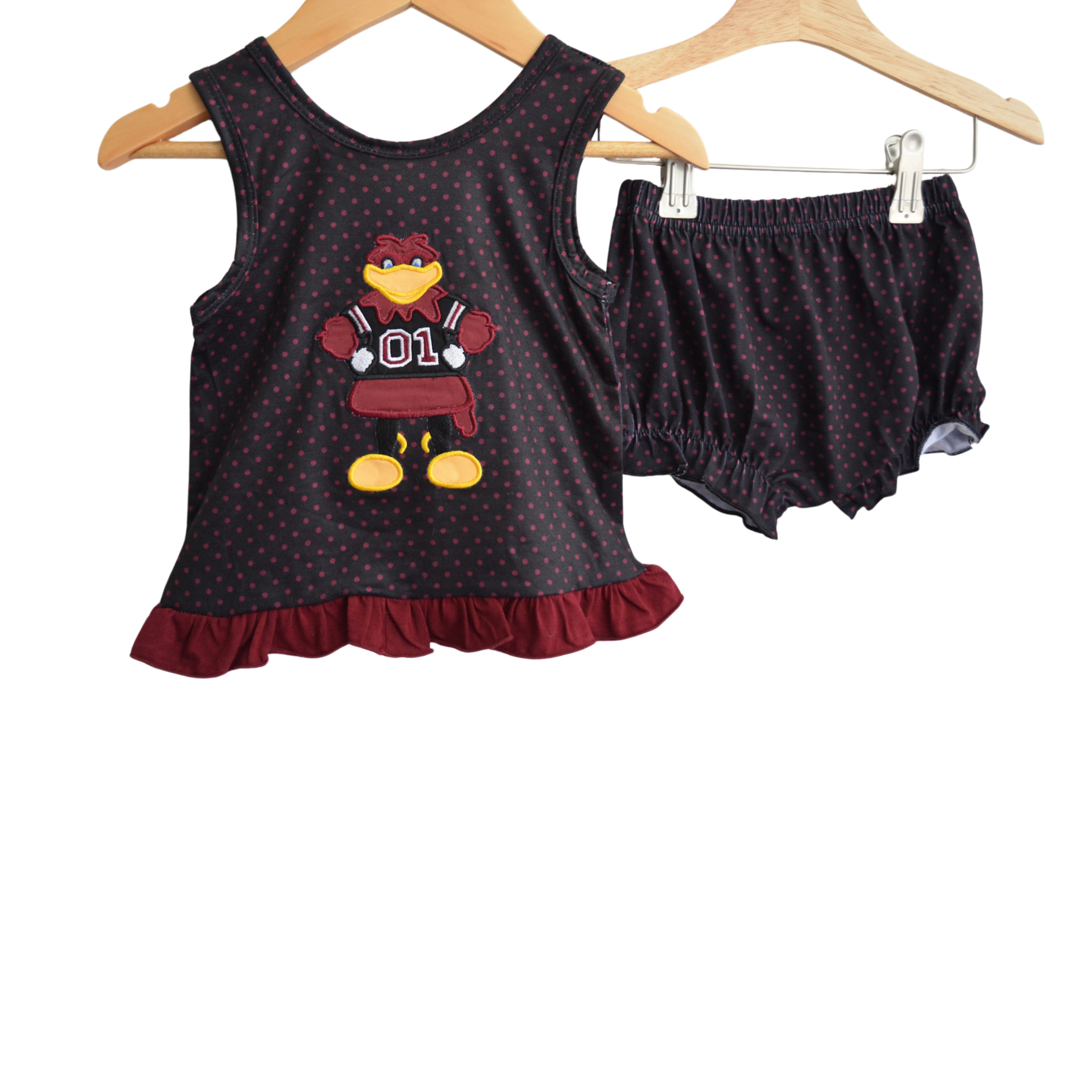 Forever to Thee Mascot - Embroidered Bow - USC Gamecocks -Girl Diaper Set
