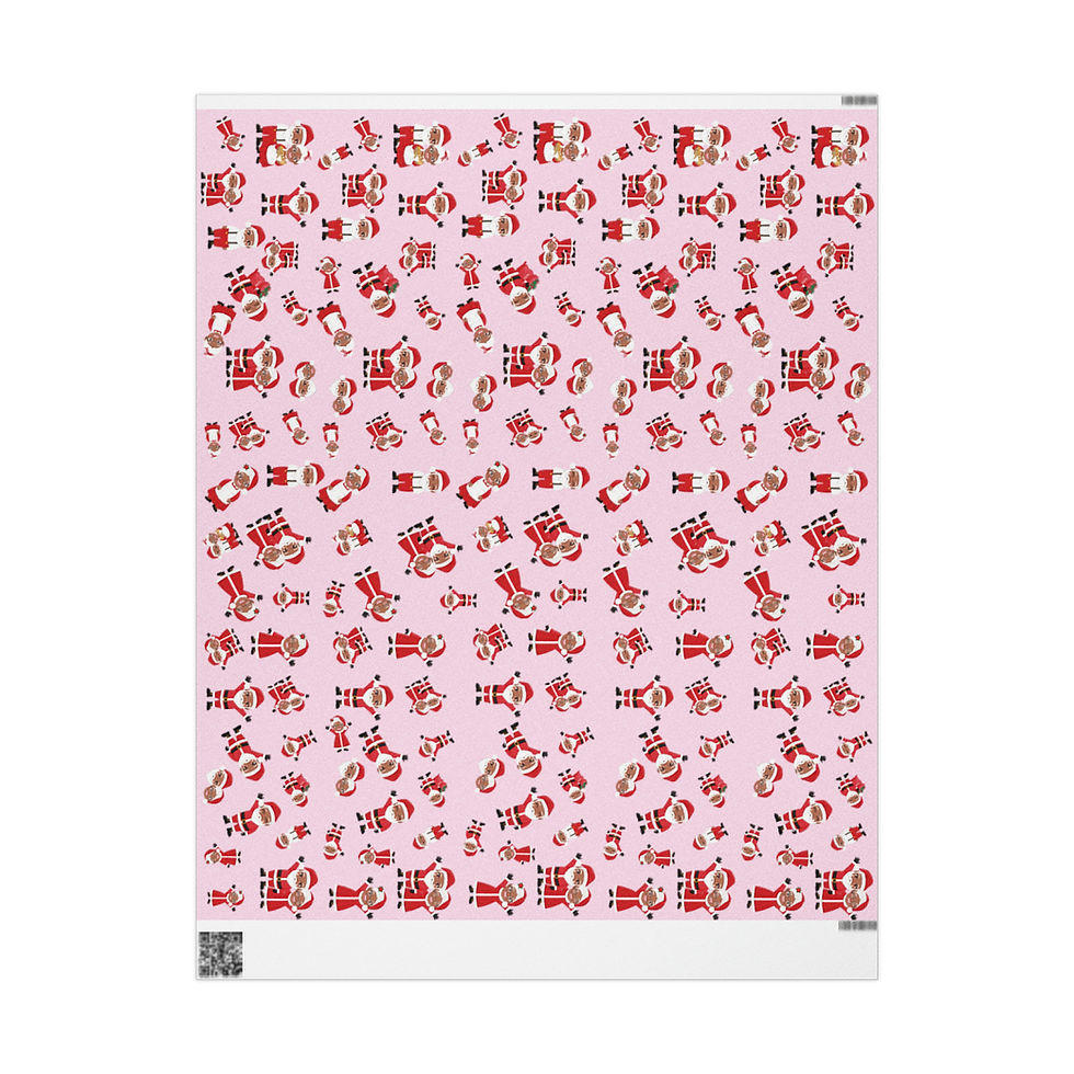 Thumbnail: Black Santa and Mrs. Claus Christmas Wrapping Paper - Pink