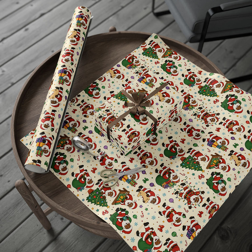 Thumbnail: Happy Christmas Santa & Gifts Wrapping Paper — Festive Holiday Gift Wrap