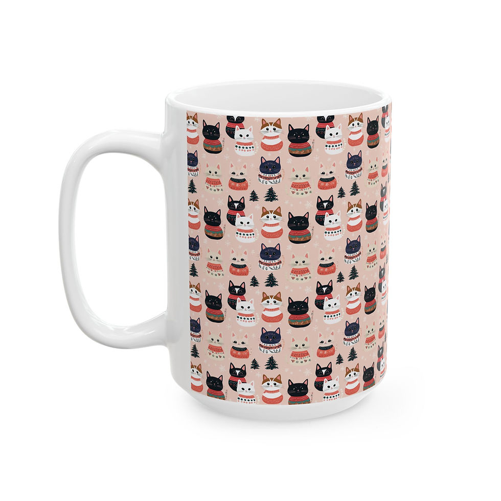 Thumbnail: Cats in Christmas Sweaters Ceramic Mug - Purrfect Gift for Cat Lovers