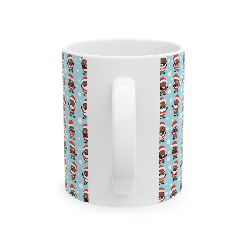 Thumbnail: Cartoon Black Santa Christmas Mug - Holiday Cheer Design (11oz, 15oz)