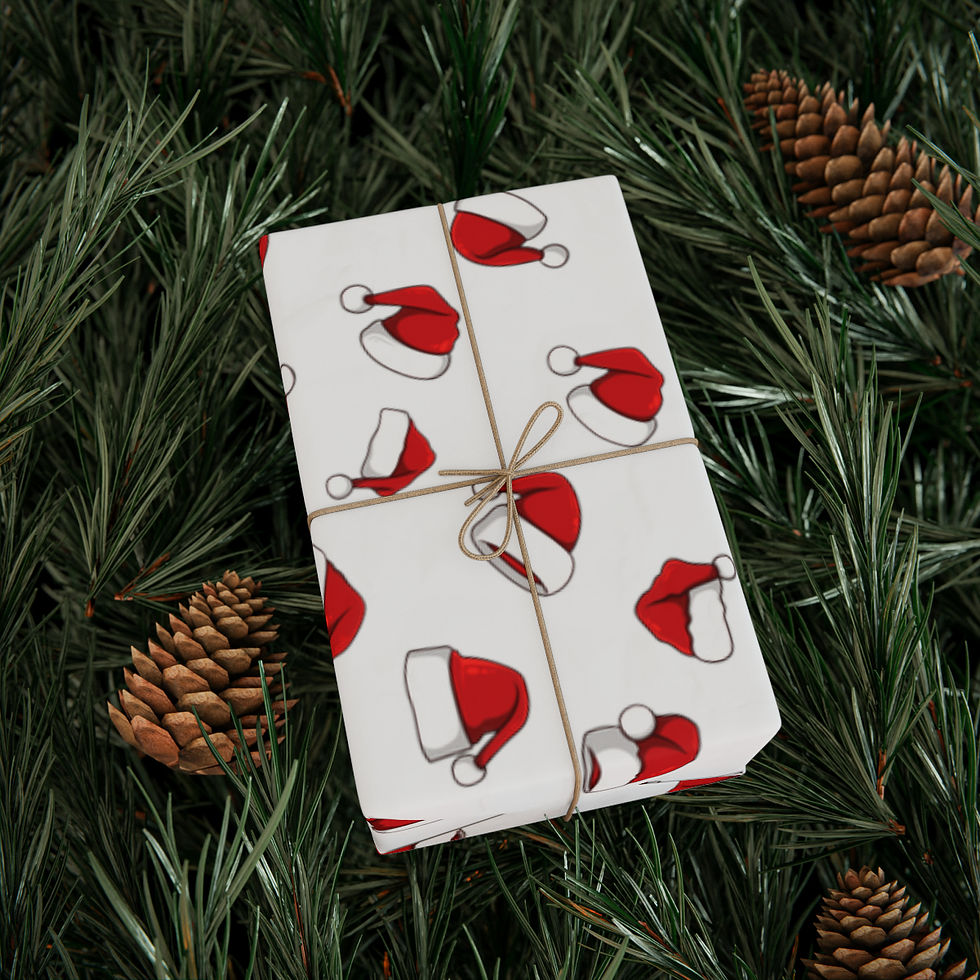 Thumbnail: Santa Hats Wrapping Paper - White