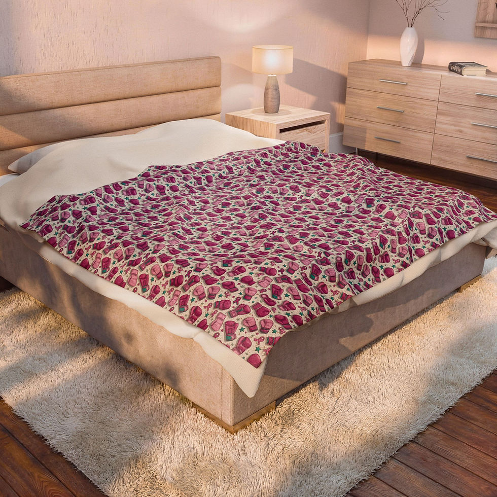 Thumbnail: Breast Cancer Awareness Fighter Plush Blanket - Pink Boxing Velveteen Throw