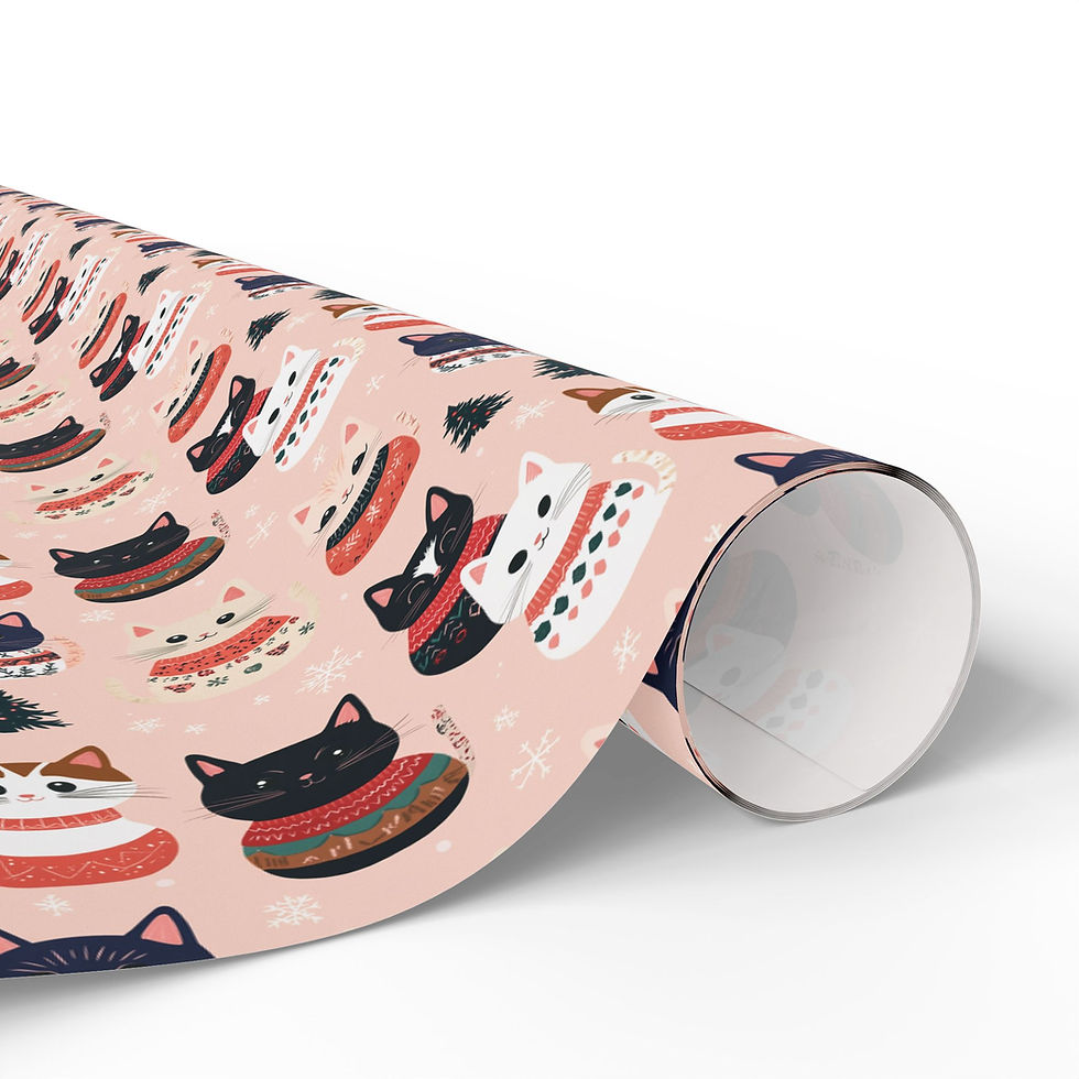 Thumbnail: Cartoon Cats in Christmas Sweaters Wrapping Paper