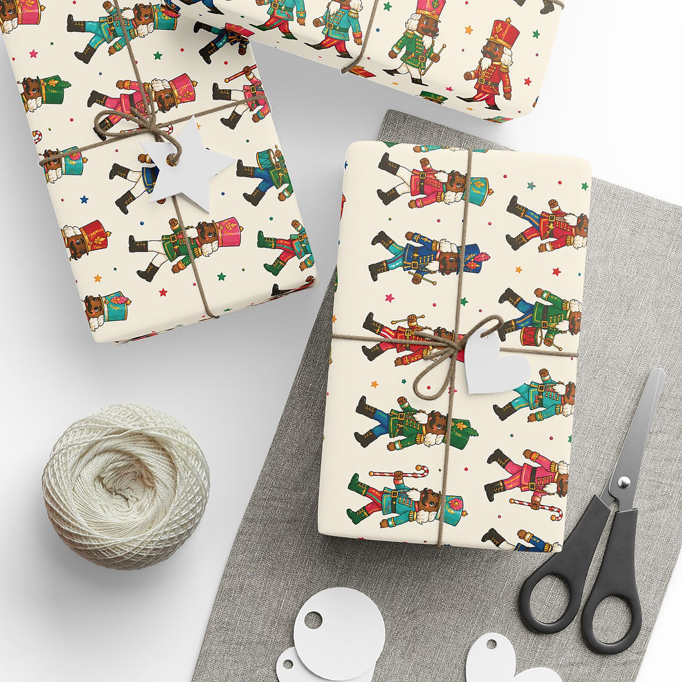 Thumbnail: Nutcracker Christmas Wrapping Paper – Black Nutcracker Vintage Holiday Gift Wrap