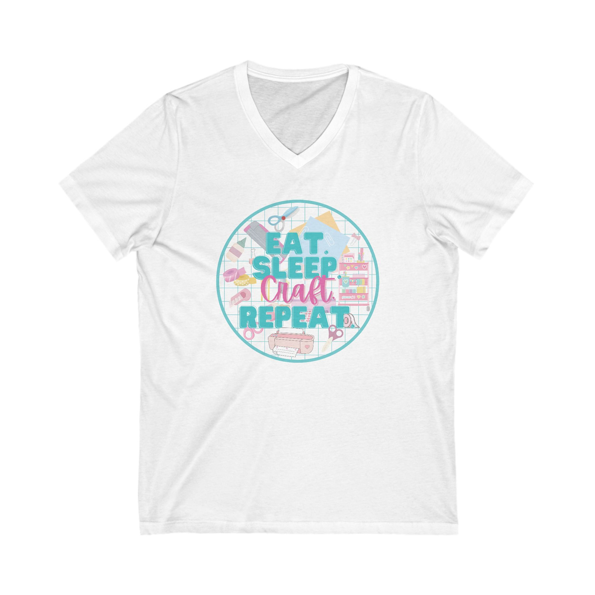 Vneck Eat Sleep Craft Repeat Shirt Unisex