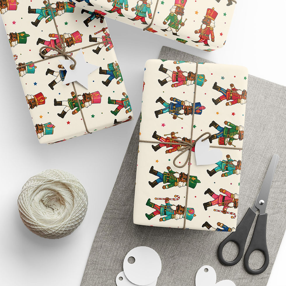 Thumbnail: Nutcracker Christmas Wrapping Paper – Black Nutcracker Vintage Holiday Gift Wrap