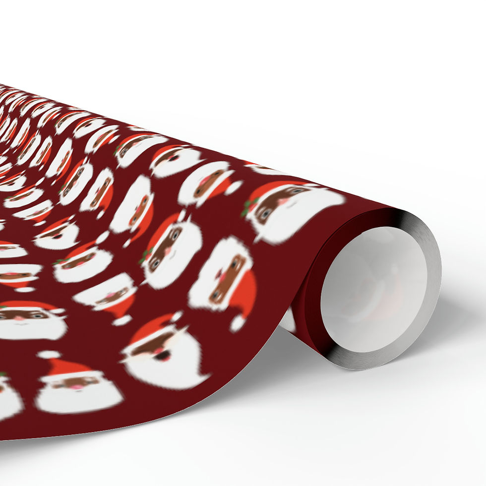 Thumbnail: Black Santa's Smile Wrapping Paper - Dark Red