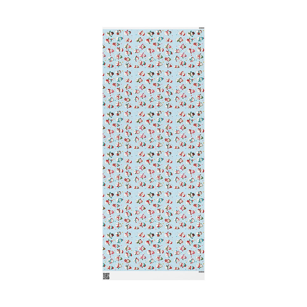 Thumbnail: Cute Snowman Holiday Gift Wrap (Blue) Wrapping Paper