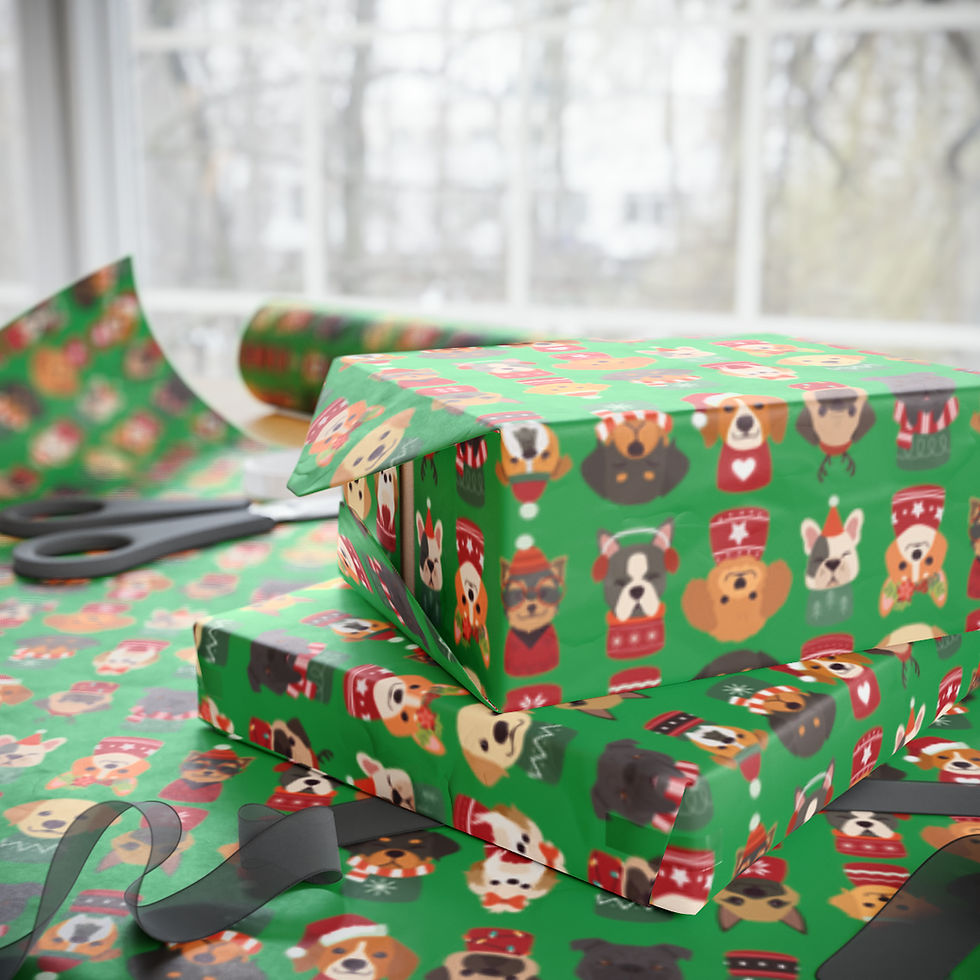 Thumbnail: Doggy Sweaters Wrapping Paper - Traditional Green