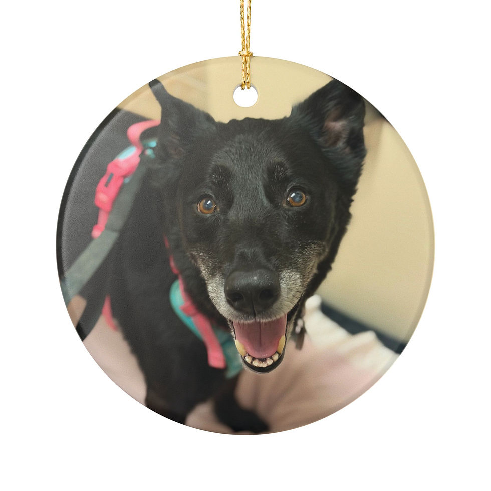 Thumbnail: Custom Pet Photo Ornament heart or round ceramic, Personalized Dog Face Ornament
