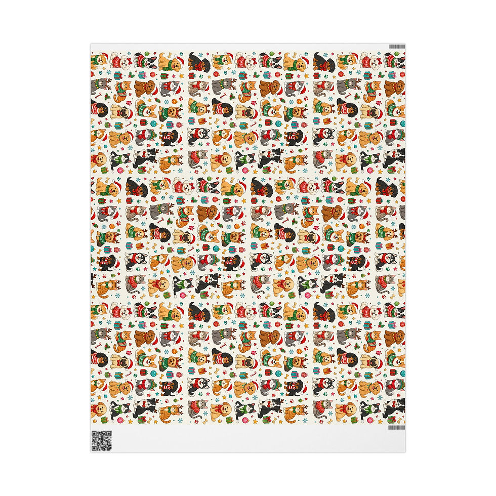 Thumbnail: Snowing Cats & Dogs Christmas Dog Wrapping Paper – Cute Holiday Pets & Puppies