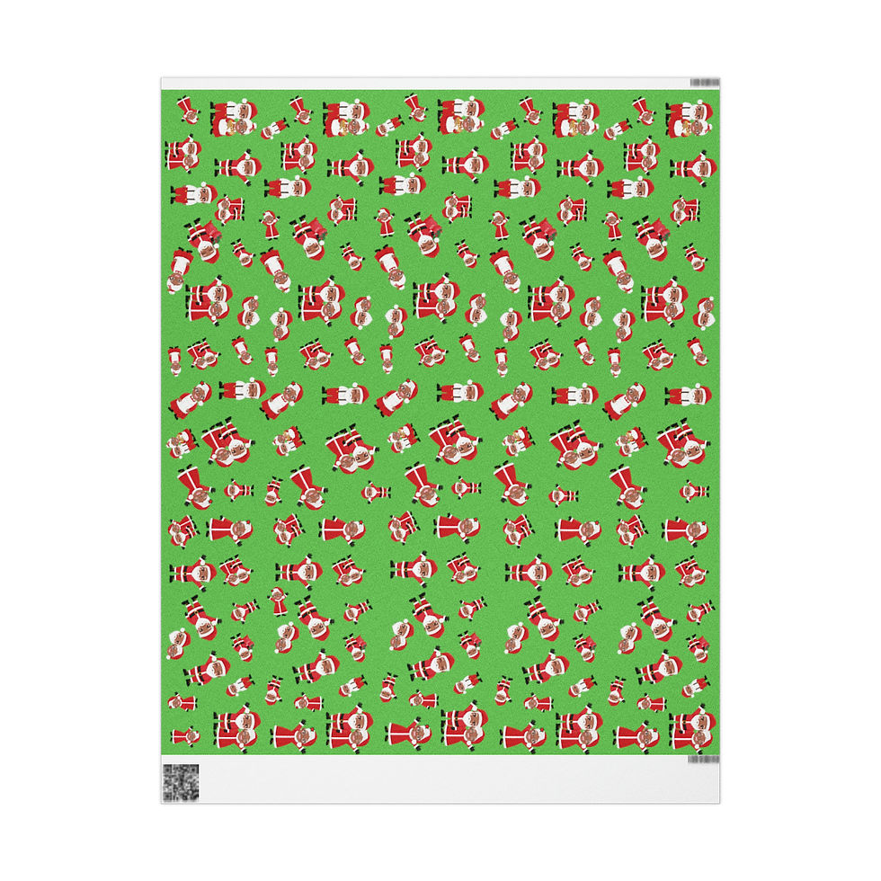 Thumbnail: Black Santa and Mrs. Claus Christmas Wrapping Paper - Green
