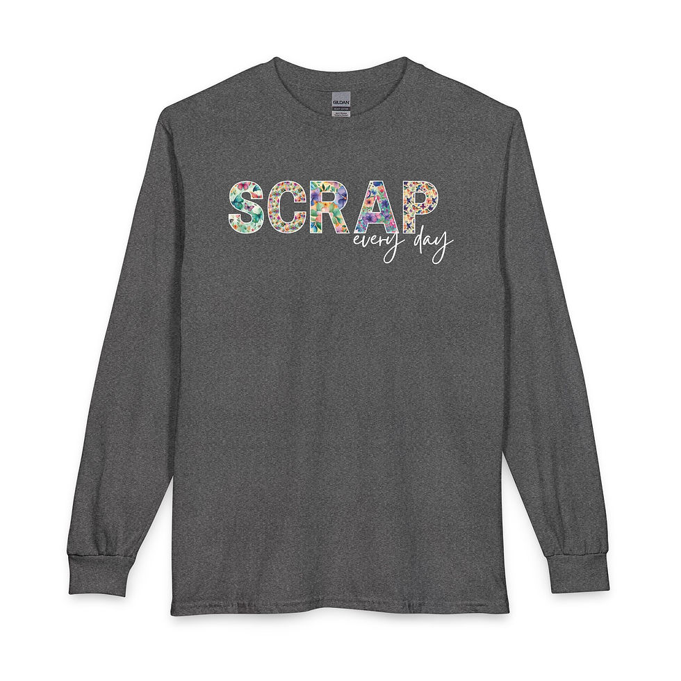 Thumbnail: Scrap Every Day Long Sleeve Tee — Floral Scrapbooking Shirt for Crafters