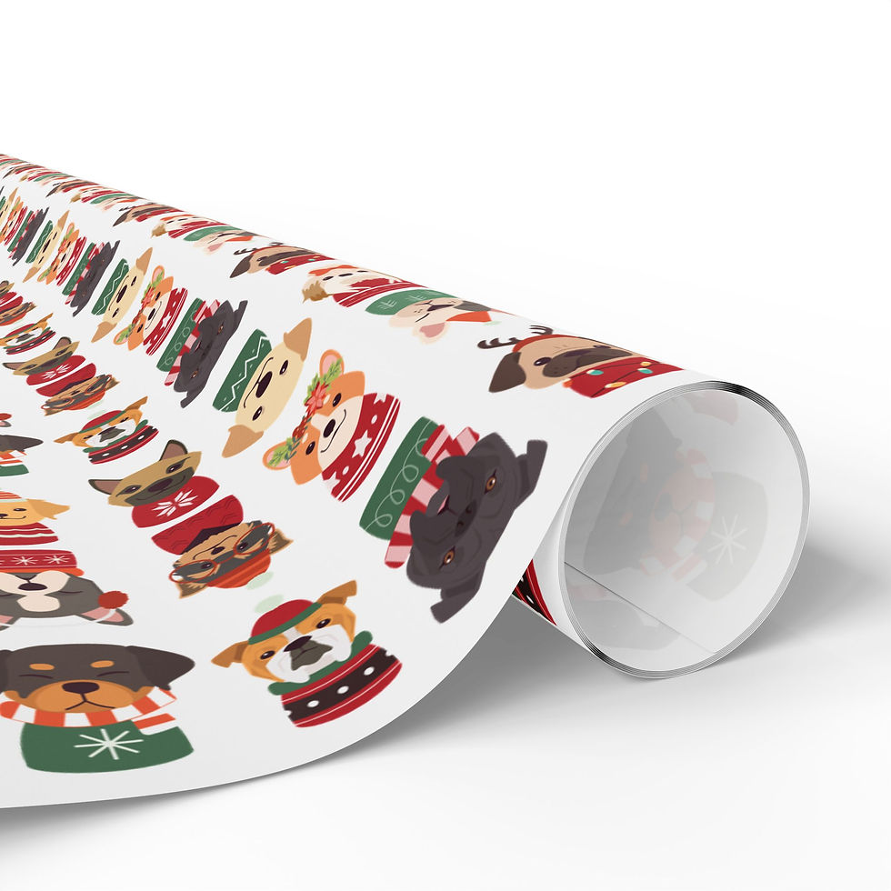 Thumbnail: Doggy Sweaters Wrapping Paper - White