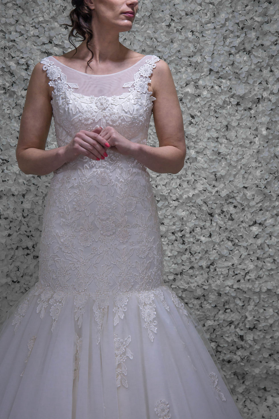 Thumbnail: 'Amelia' Floral Wedding Dress - Handmade - Size 12
