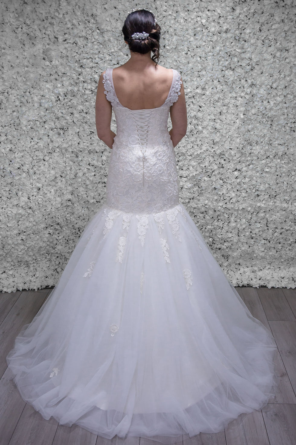 Thumbnail: 'Amelia' Floral Wedding Dress - Handmade - Size 12