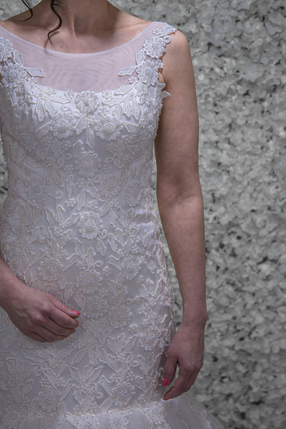Thumbnail: 'Amelia' Floral Wedding Dress - Handmade - Size 12