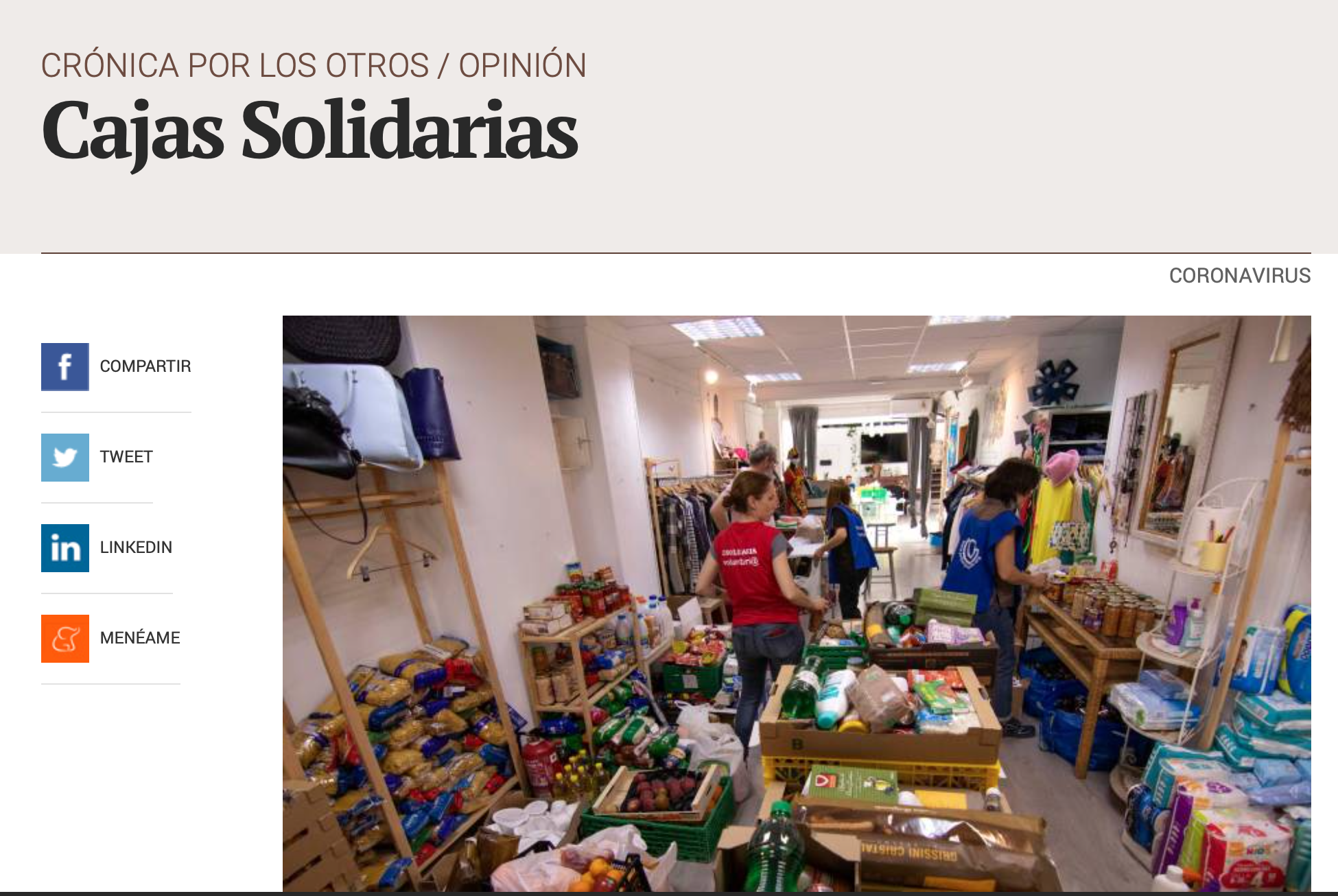 Cajas Solidarias. Valencia Plaza