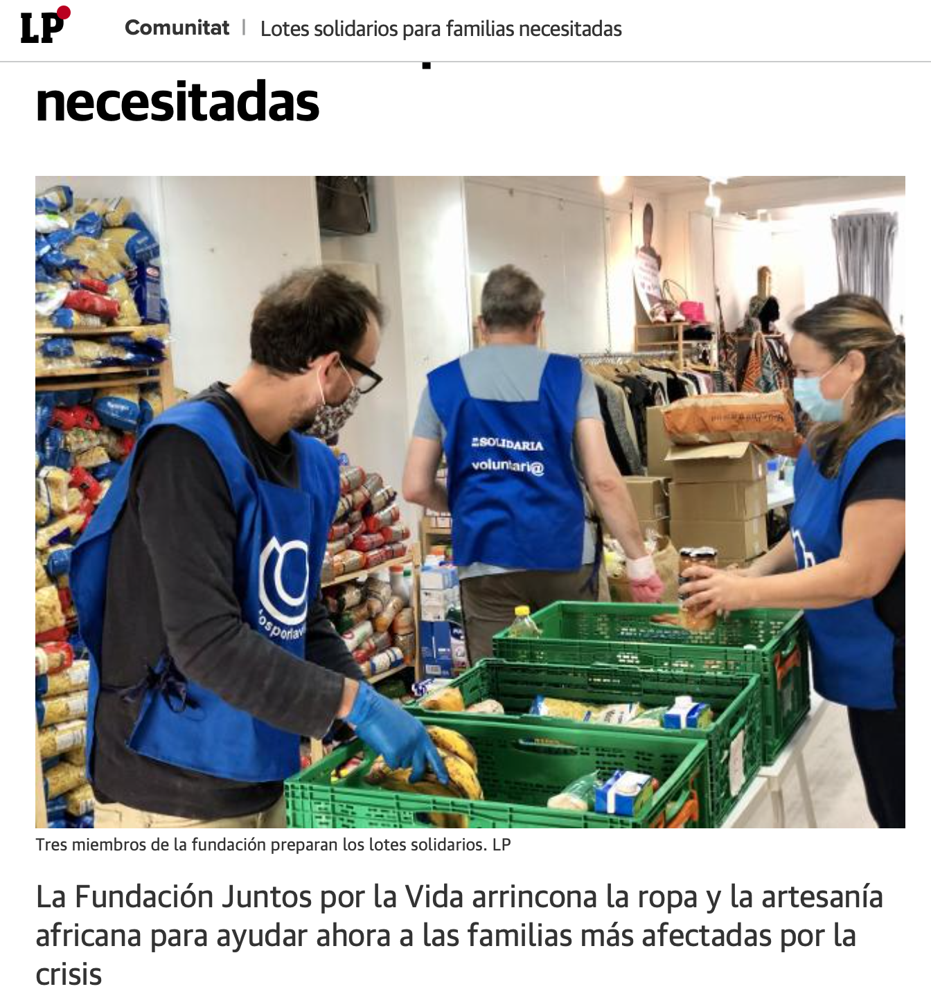 LAS PROVINCIAS 10 MAYO LOTES SOLIDARIOS