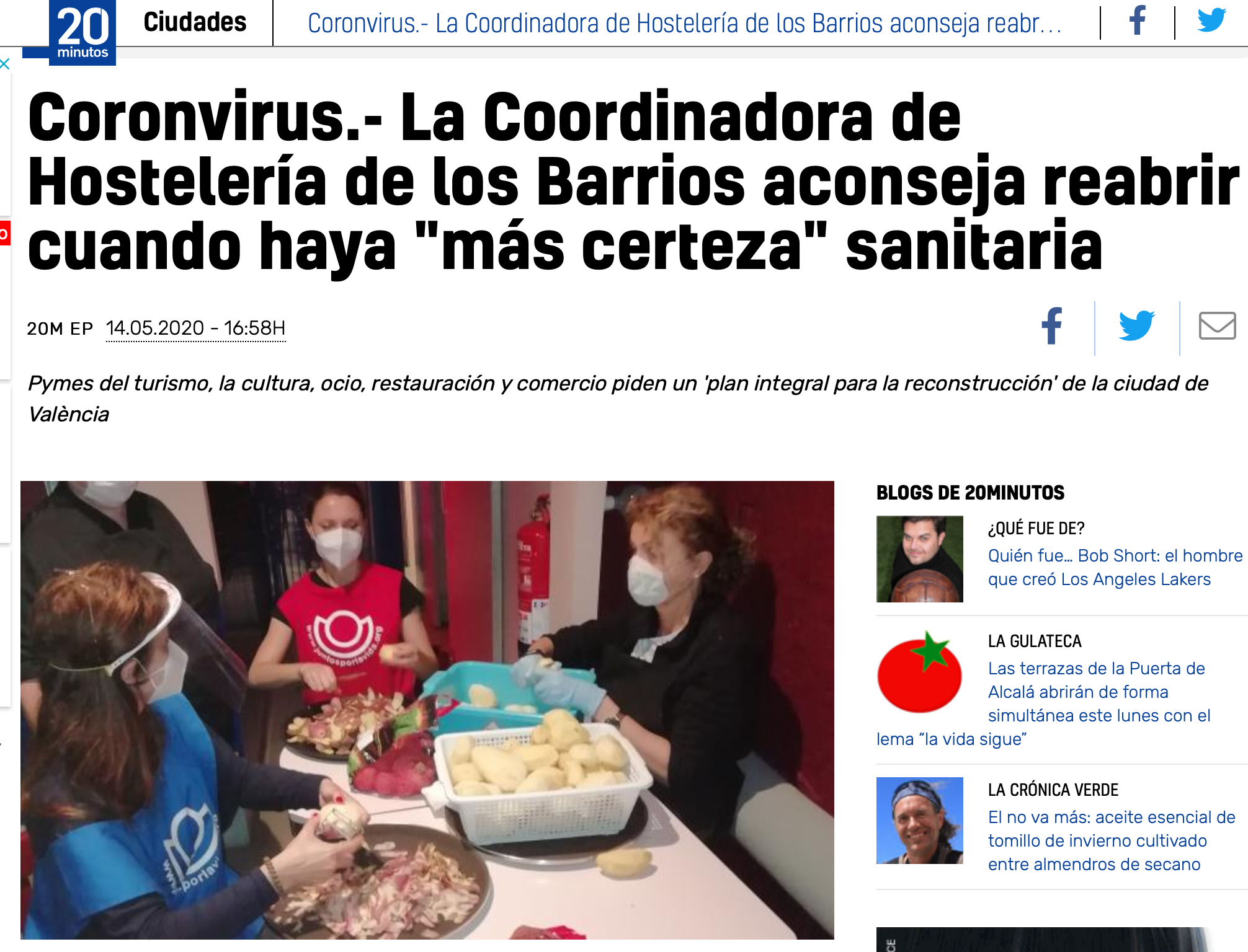 20 Minutos - Hosteleros de Ruzafa con JxlV