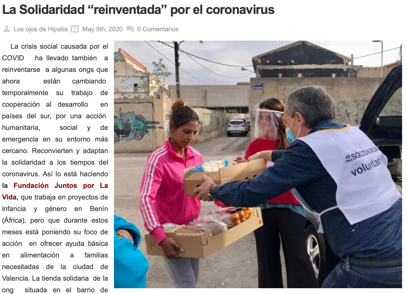 La Solidaridad Reinventada por el Coronavirus. Los Ojos de Hipatia 9 Mayo