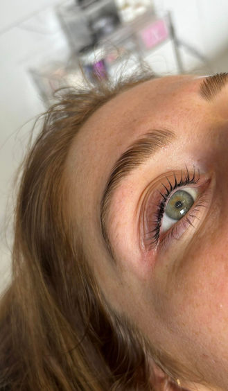 Enhanced eye with sculpted brow and lifted lashes