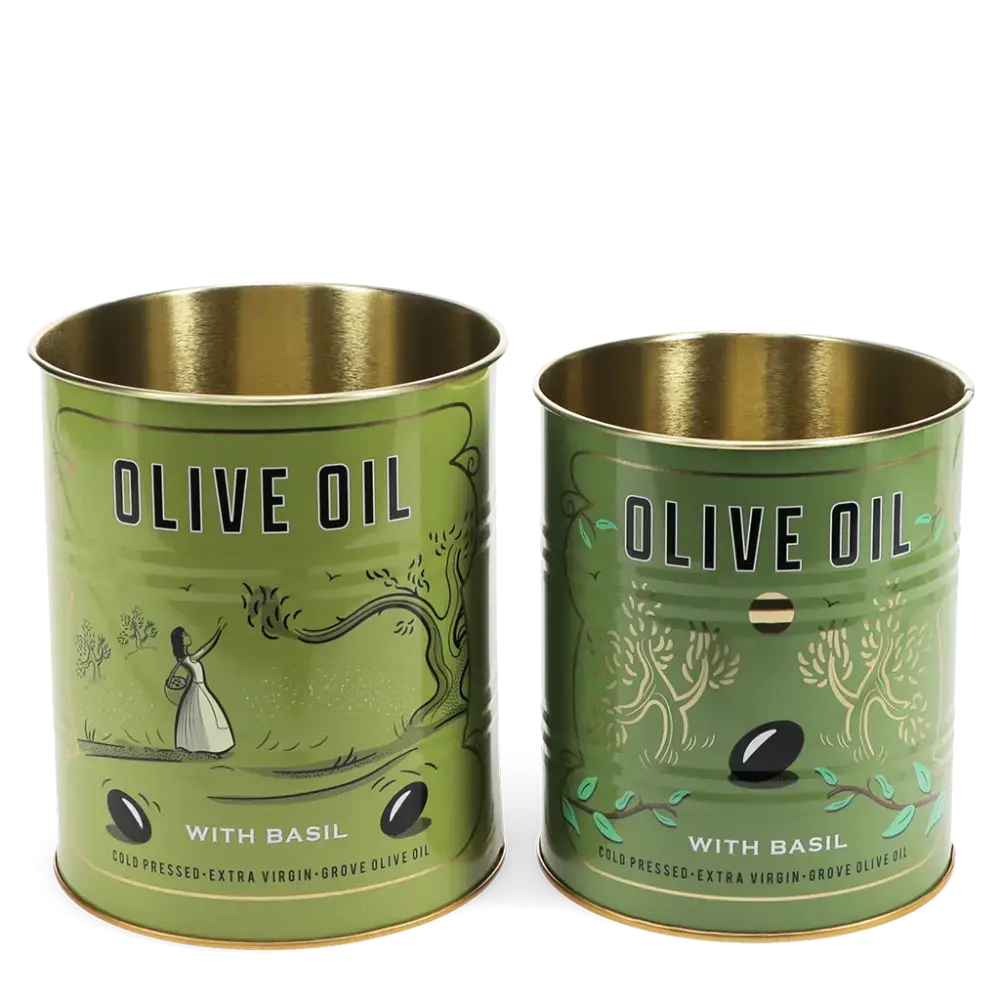 Olive and Basil Oil - Medium storage tins (set of 2)