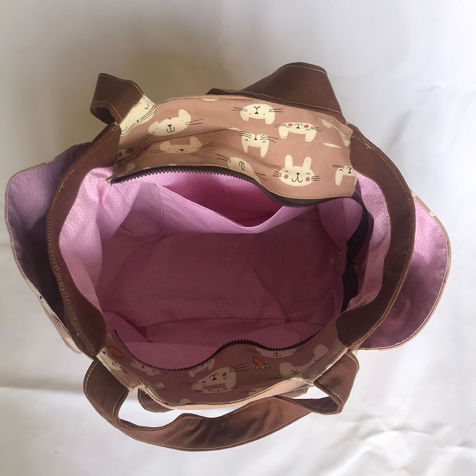 縮圖：白兔與胡蘿蔔拼布手提袋