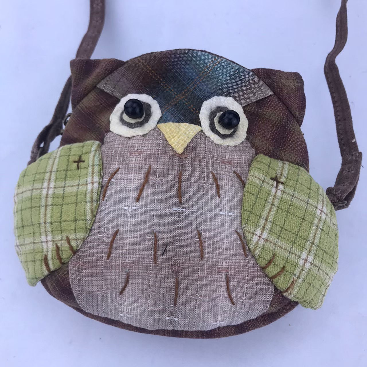 貓頭鷹造型的拼布收納包