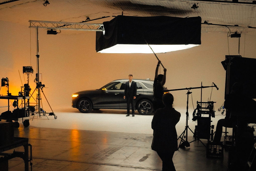 Behind the scenes on a car commercial.