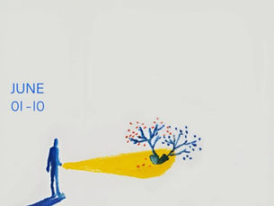 Minimalist poster for Degree Show 2026 in Thiruvananthapuram featuring a figure projecting light toward a small artistic tree.
