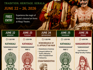 Kathakali and other traditional Kerala theatre performers during the June programme at Margi Theatre in Thiruvananthapuram.