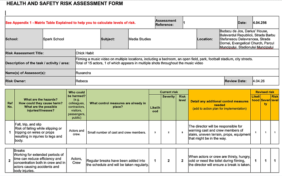 planning - risk assessmen