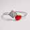 Thumbnail: Silver Open Bangle with Red Gemstone Accent