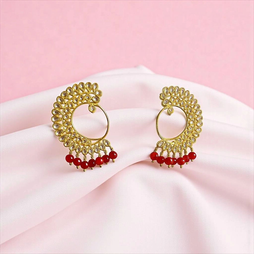 Thumbnail: Festive Radiance Kundan Chand Earrings