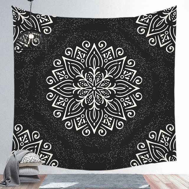 Mandala Throw Blanket - Black
