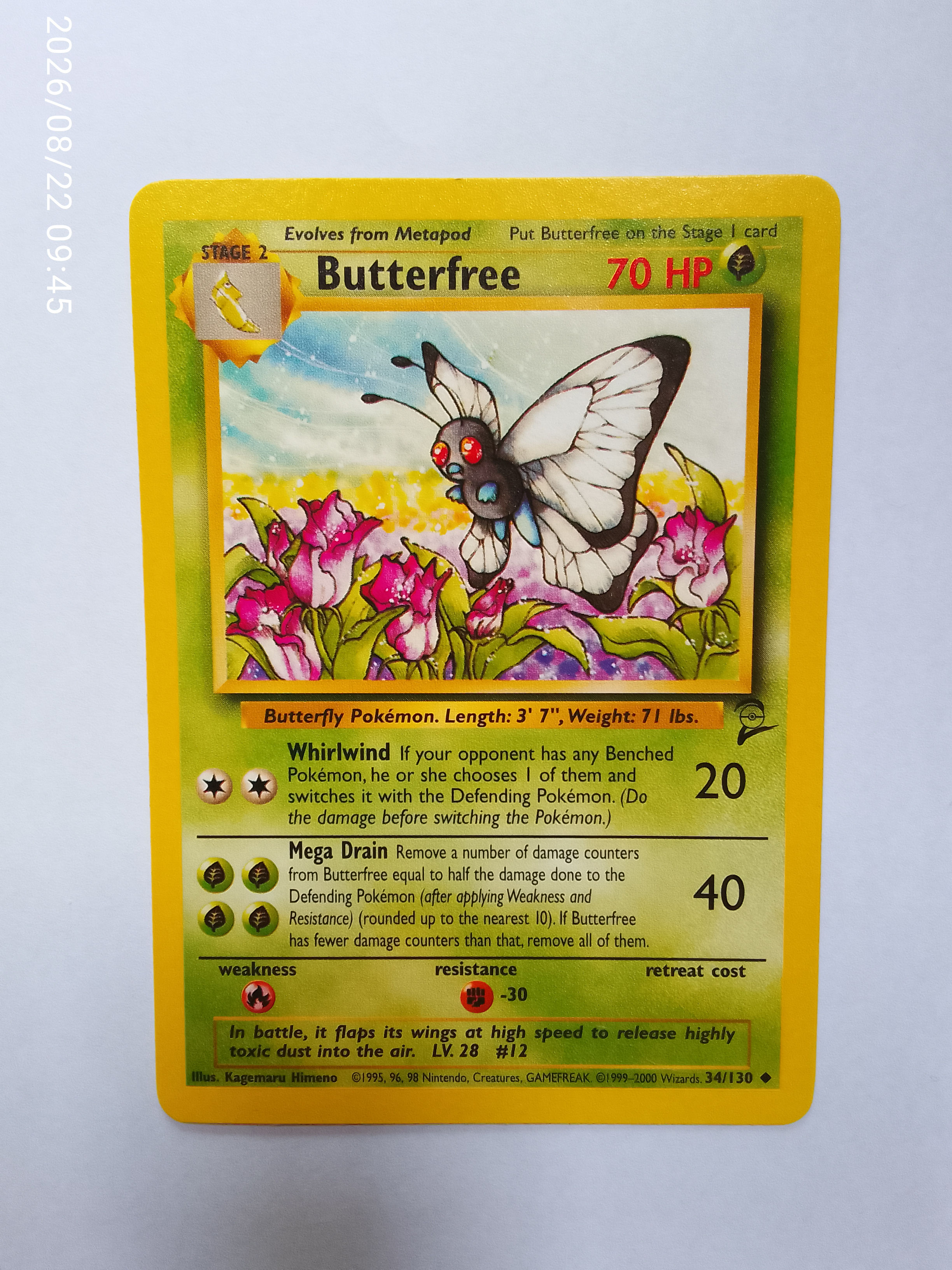 Butterfree #34 Pokemon Base Set 2