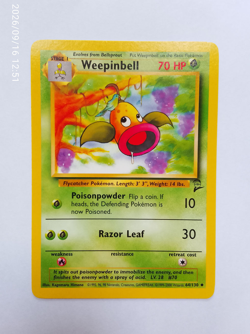 Weepinbell #64 Pokemon Base Set 2