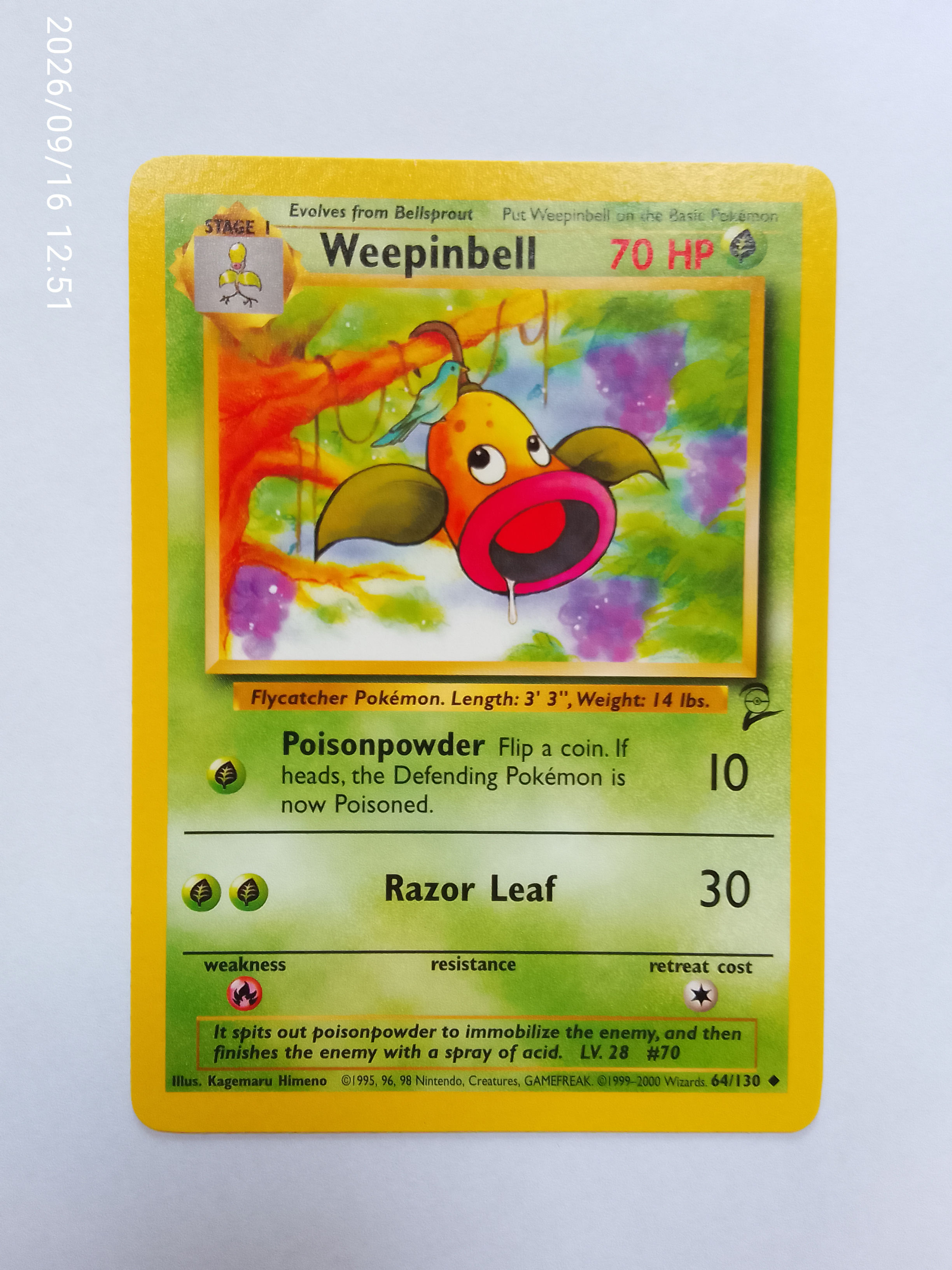 Weepinbell #64 Pokemon Base Set 2