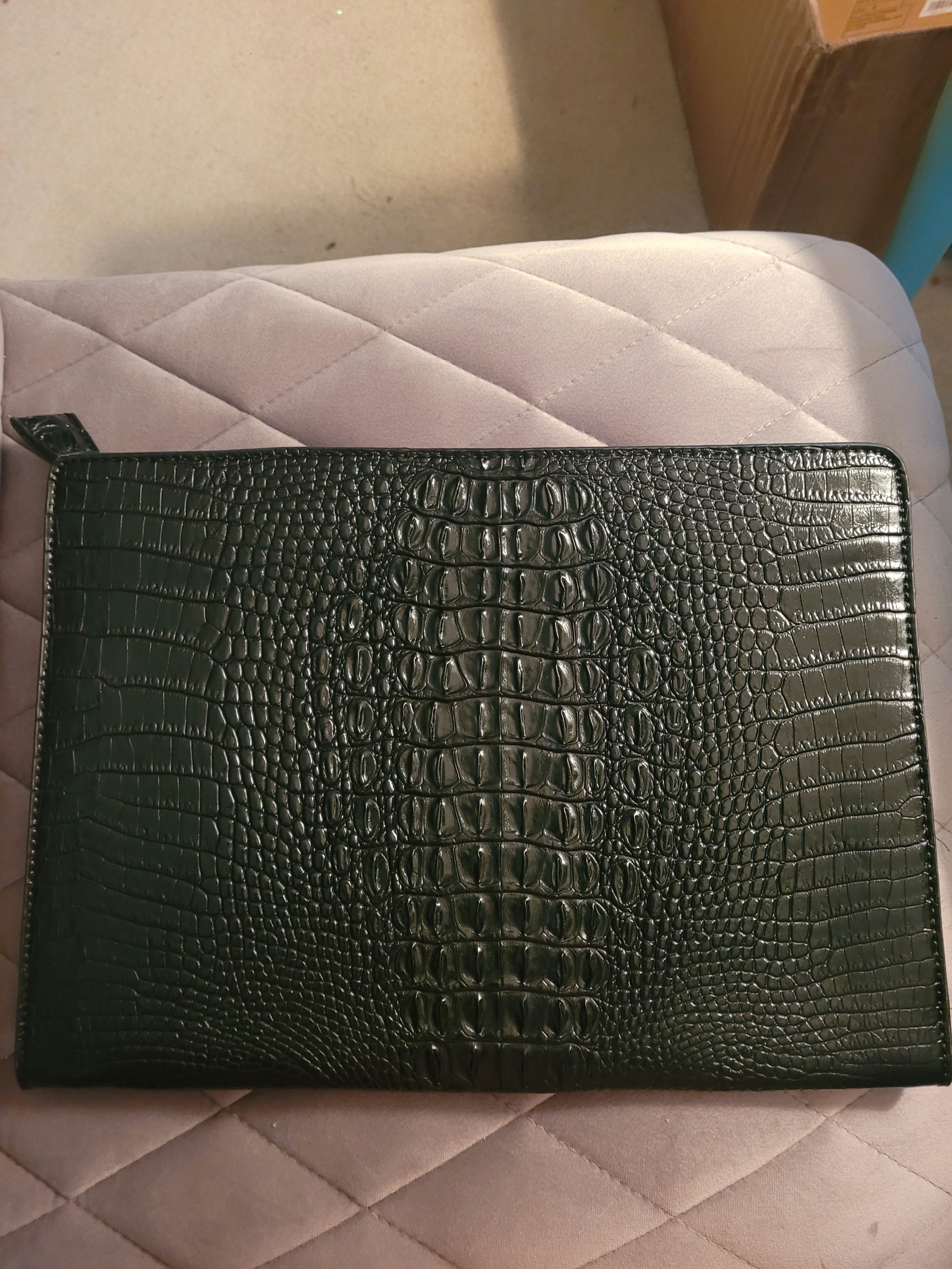 XL Croc-Embossed Clutch 