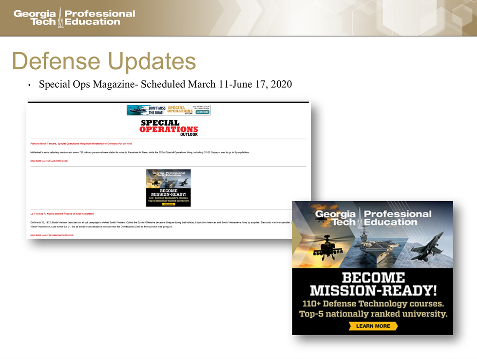 Defense Technology targeted Magazine ads