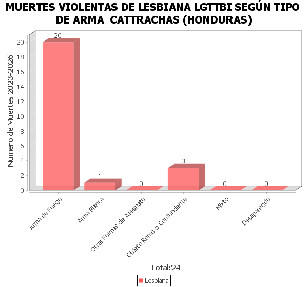 Grafica de muertes violentas de mujeres Lesbianas segun Tipo de Arma