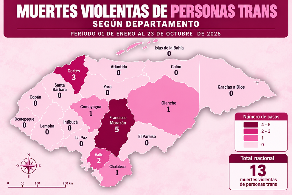 MUERTES VIOLENTAS DE PERSONAS TRANS SEGUN DEPARTAMENTO